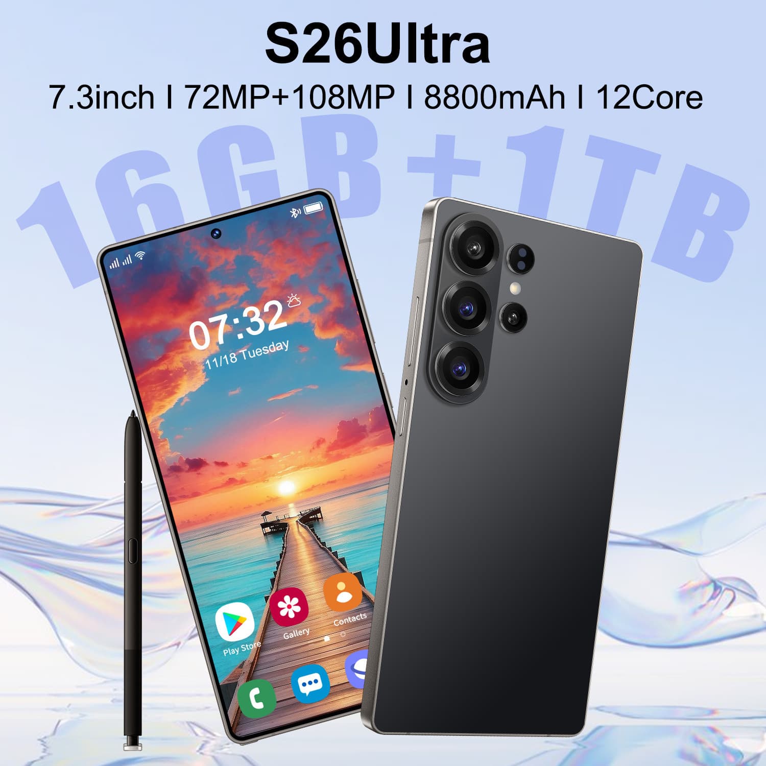 New product S26 Ultra built-in pen smartphone 7.3-inch large screen Android source factory full screen