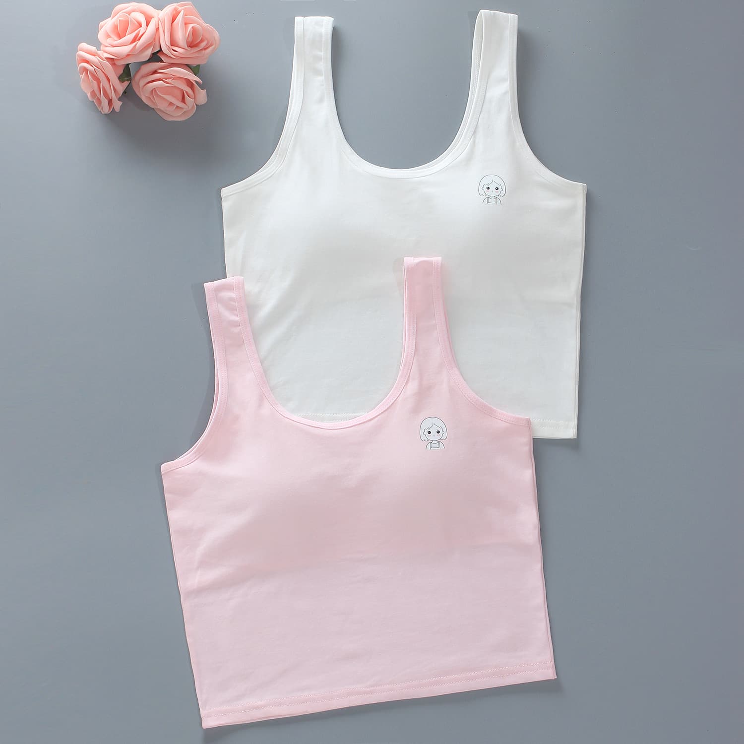 Girls' long cotton tank top, children's bra, developmental bra, summer inner wear, camisole underwear, student size 12