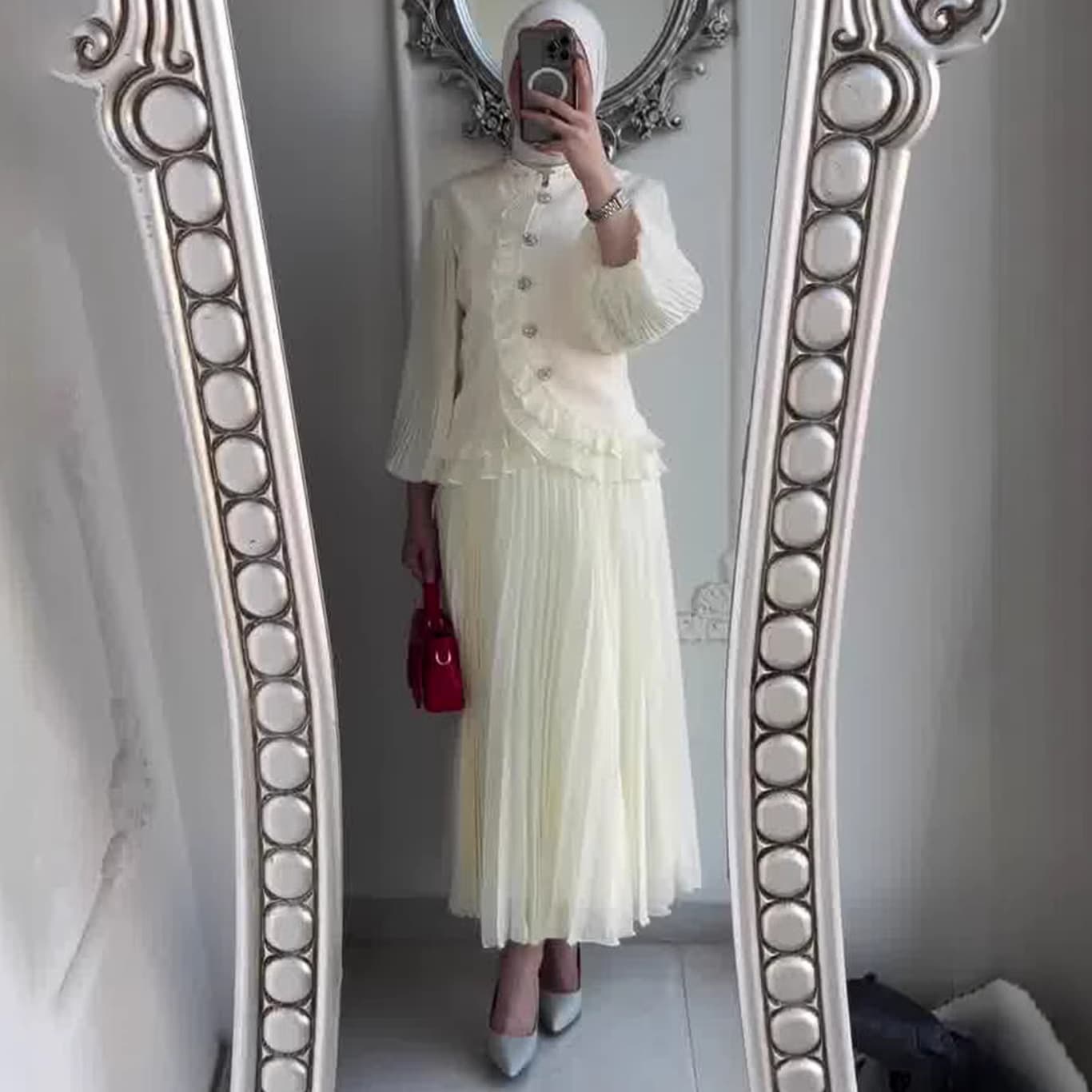 Women's Set with Ruffle Trim, Fashionable 2024 Asian Pleated, Elegant European and American Design, New Spring Loose Dress for Amazon