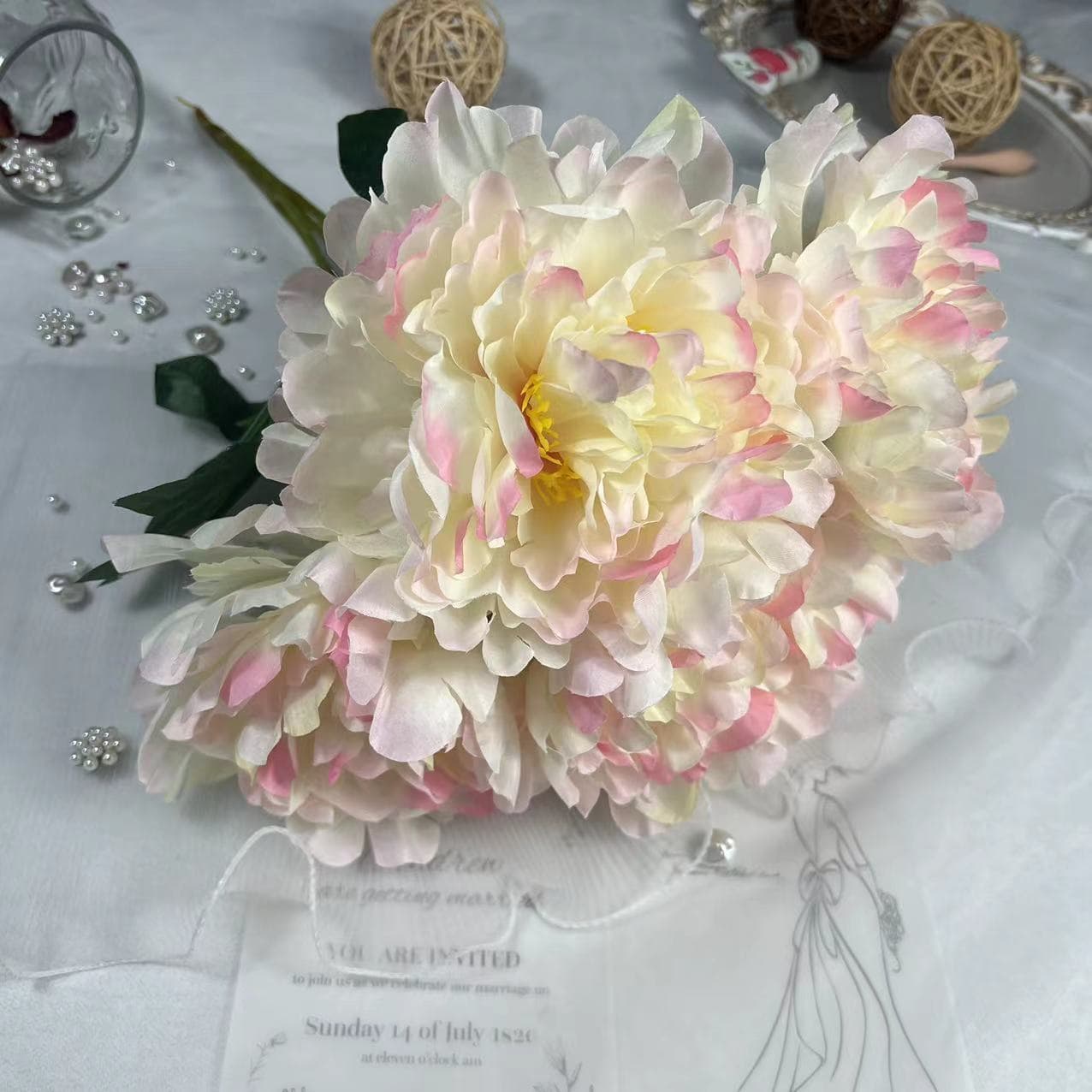 French Five-Head Extra Large Peony Artificial Peony Flower Wedding Silk Peony Artificial Fake Flower