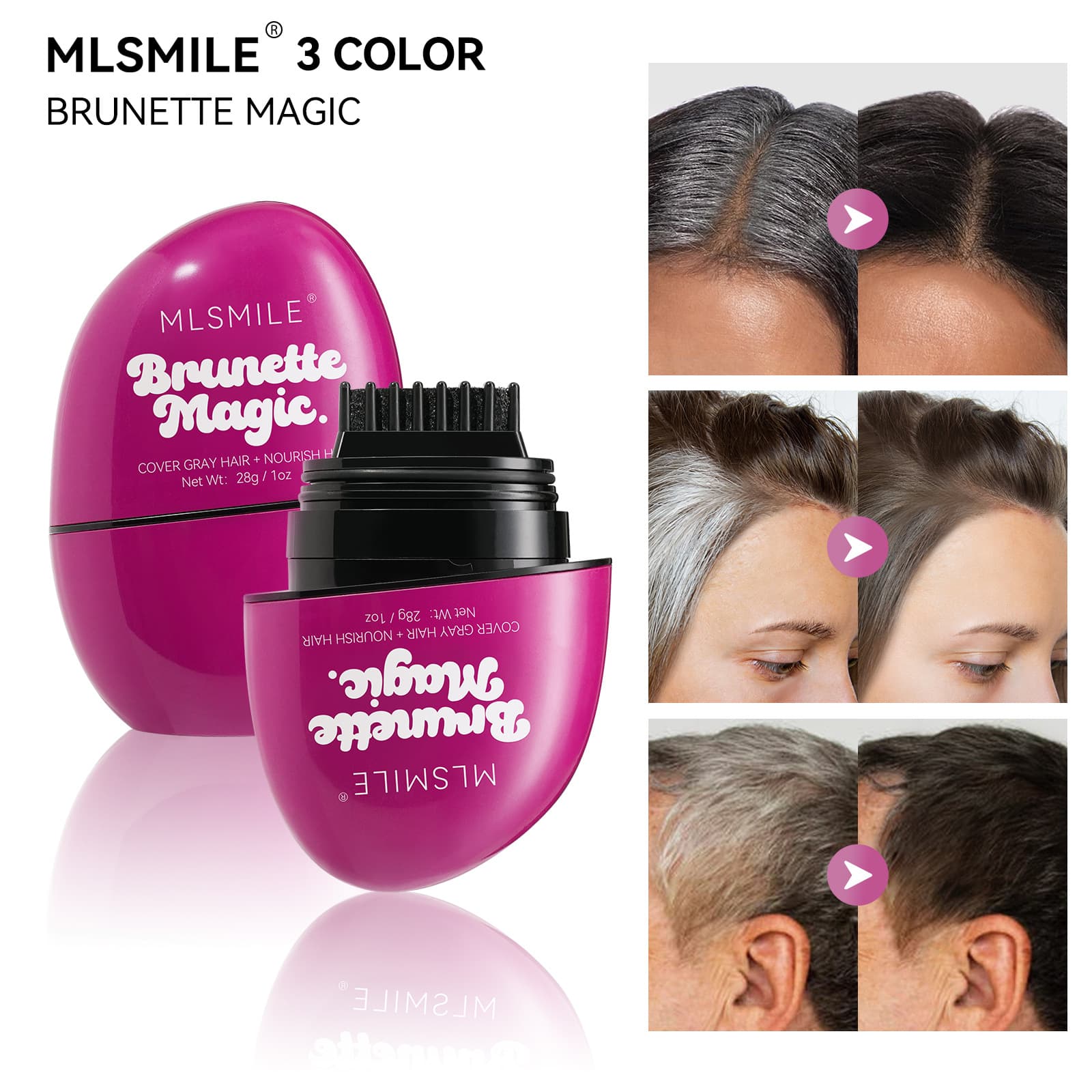 MLSMILE Japanese Color Refreshing Hair Comb English Version Hair Dye Stick Quick Temporary Gray Coverage