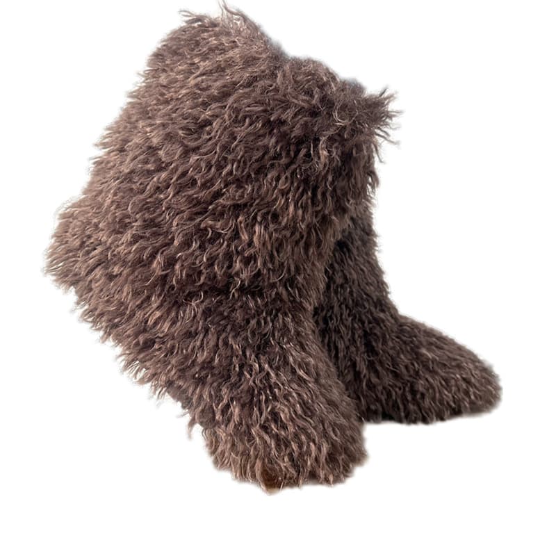 Wholesale New Casual Faux Fur Curly Sheepskin Shearling Fox Fur Large Size Women's Student Wool Snow Boots