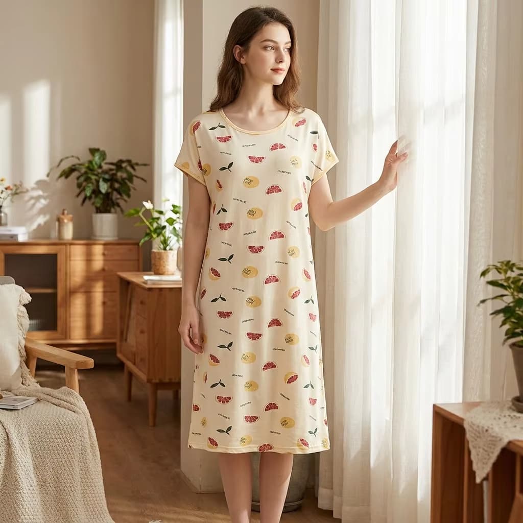 2025 Summer Fashion Milk Silk Mid Skirt Girls Cute Cartoon Thin Home Skirt