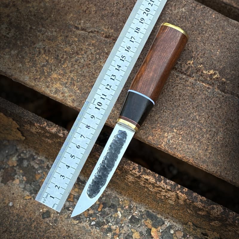 Yakut Knife Hand Forged Small Knife Vintage Camping Pocket Knife Outdoor Survival Knife Copper Clad High Hardness Small Straight Knife