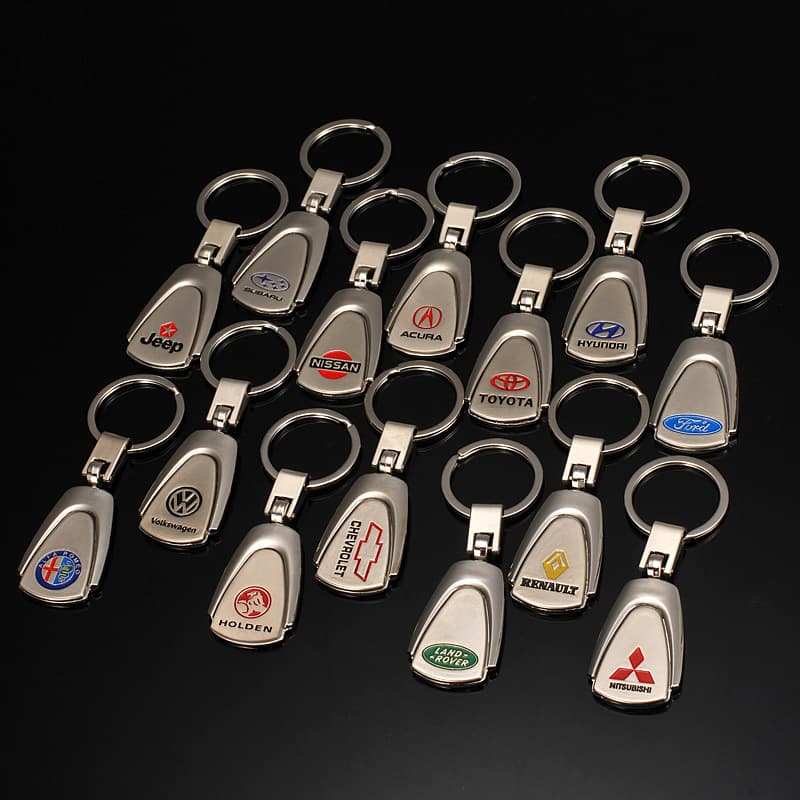 Metal Car Emblem Keychain Trapezoid Key Holder 4S Store Car Logo Keychain