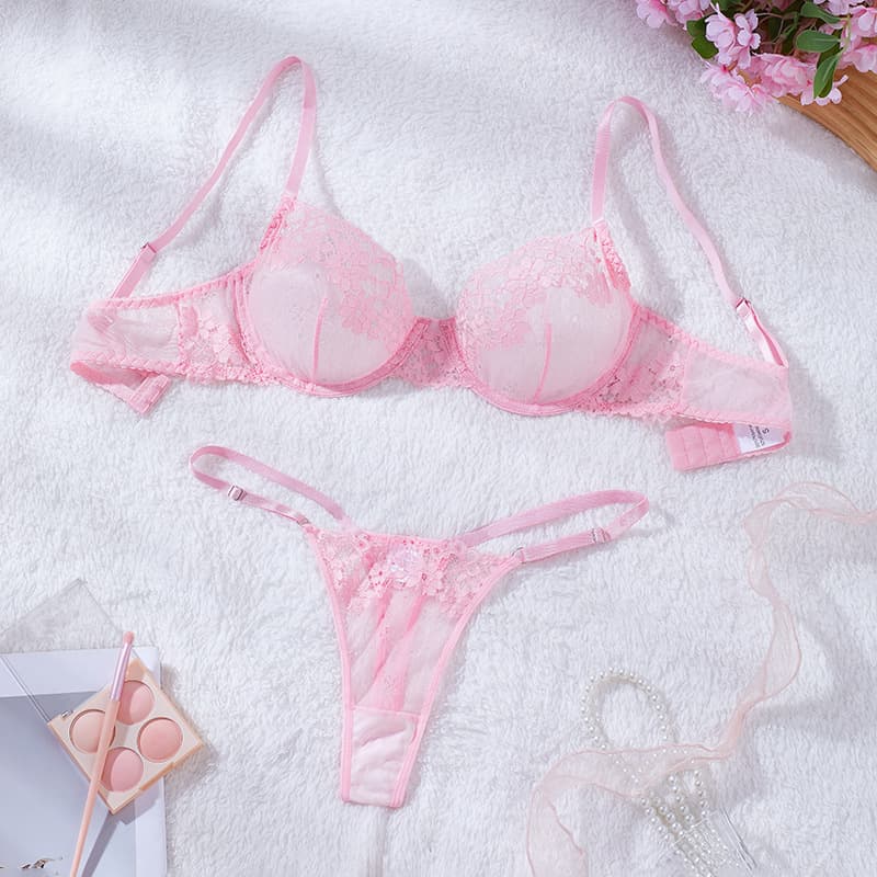 Ht European and American Bra Set New Style Comfortable Thin Strap Adjustable Bra Amazon Sexy Intimates Set 25024