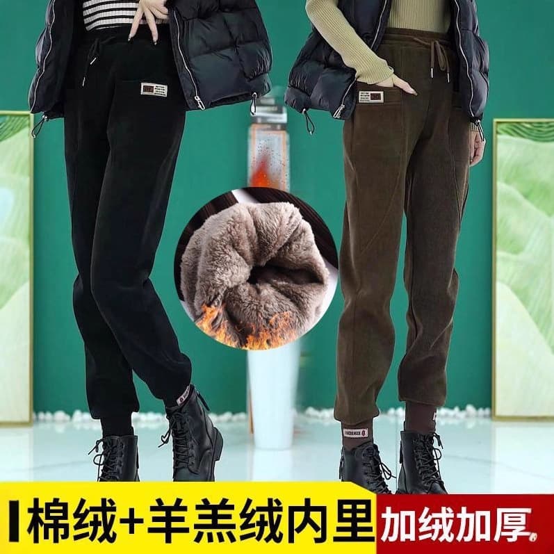 Fleece-Lined Joggers for Women, Autumn/Winter 2025 New Loose Casual Cuffed Warm Pants