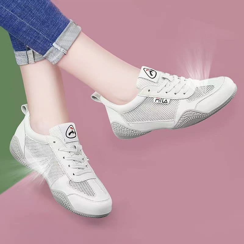 White Shoes 2025 New Women's Shoes Summer Thin Mesh Shoes Women's Breathable Soft Leather Soft Flats Casual Sports Shoes Sneakers