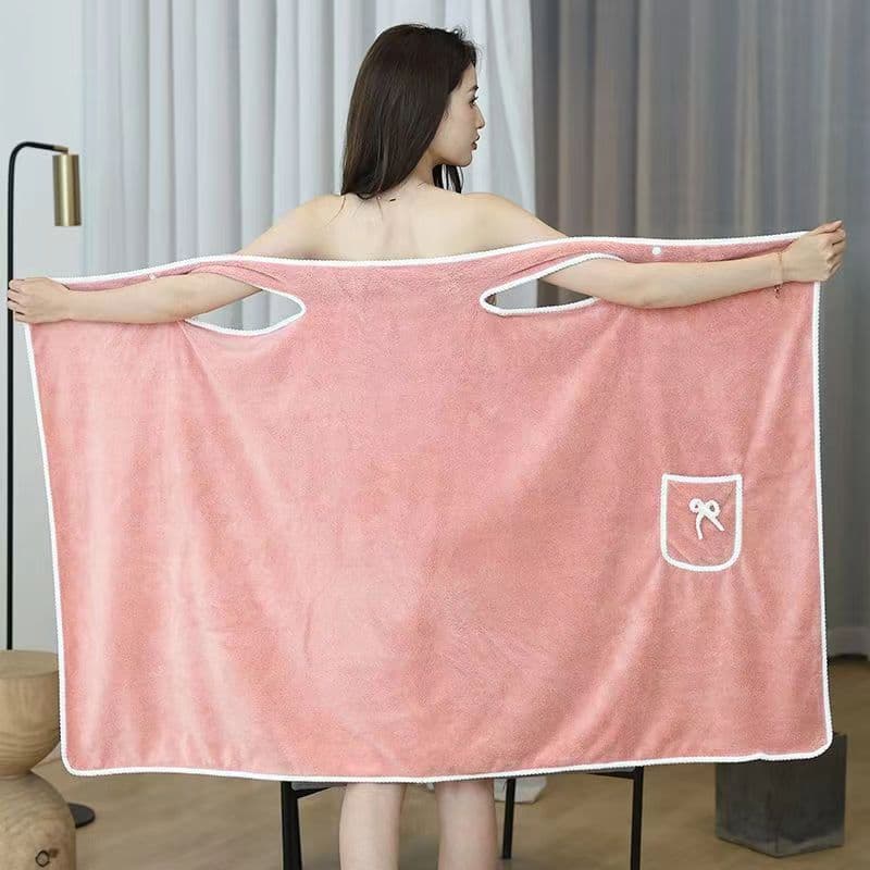 Women's coral fleece suspender bathrobe/bathrobe with bath towel wrap, factory direct stock, absorbent bath towel skirt.