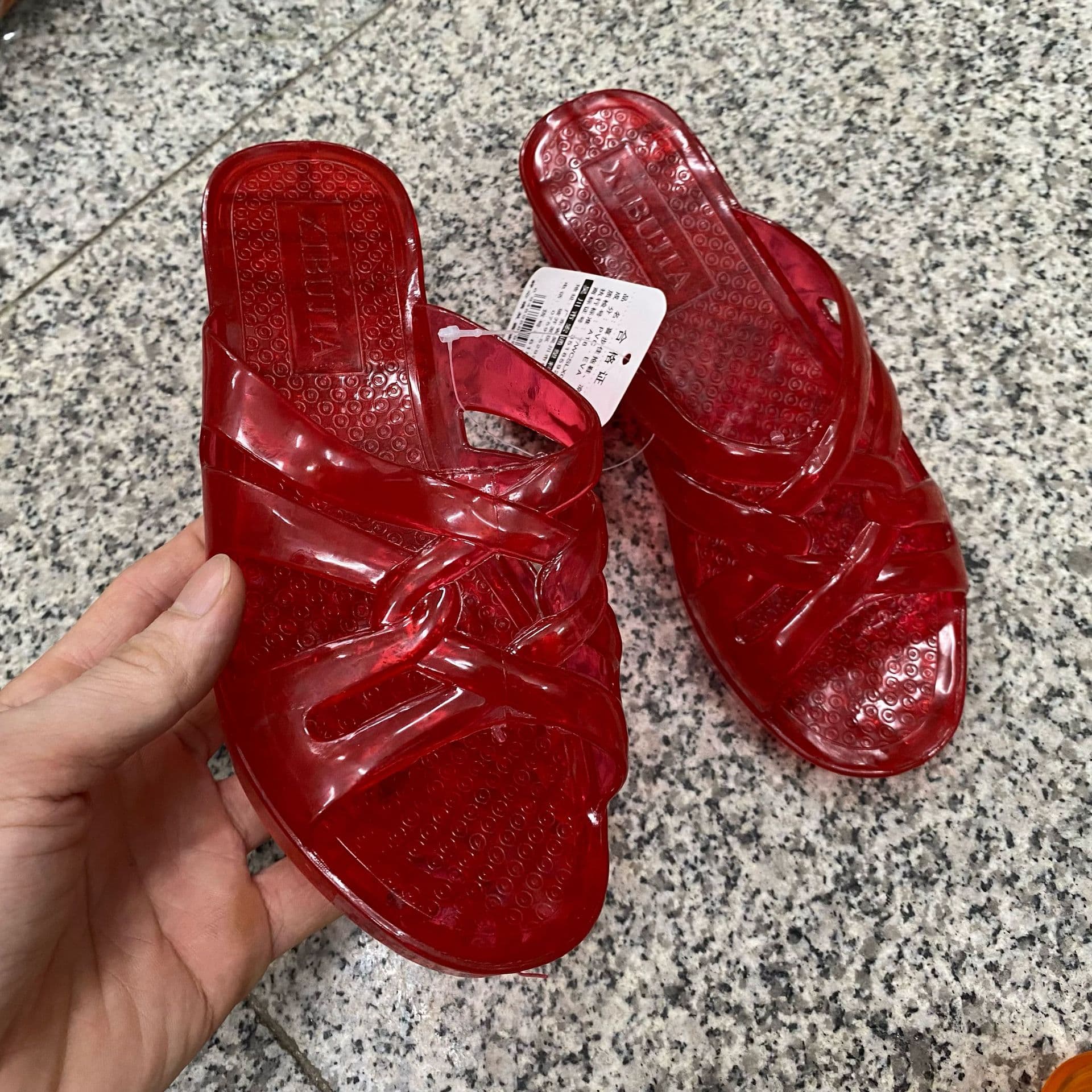 Xibujia New Fashion Wedge Heel Women's One-Strap Slippers Wearable Outdoors Comfortable Soft Beach Crystal Slippers Casual Women's Slippers