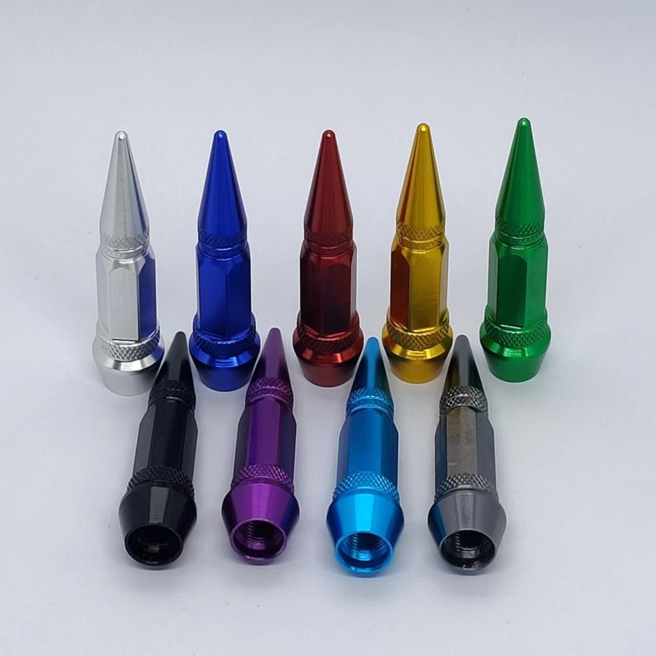 Factory Direct Supply Aluminum Alloy Pointed 60mm Long Valve Stem Caps, Custom Car Accessories, Multiple Colors Available, American Type Valve