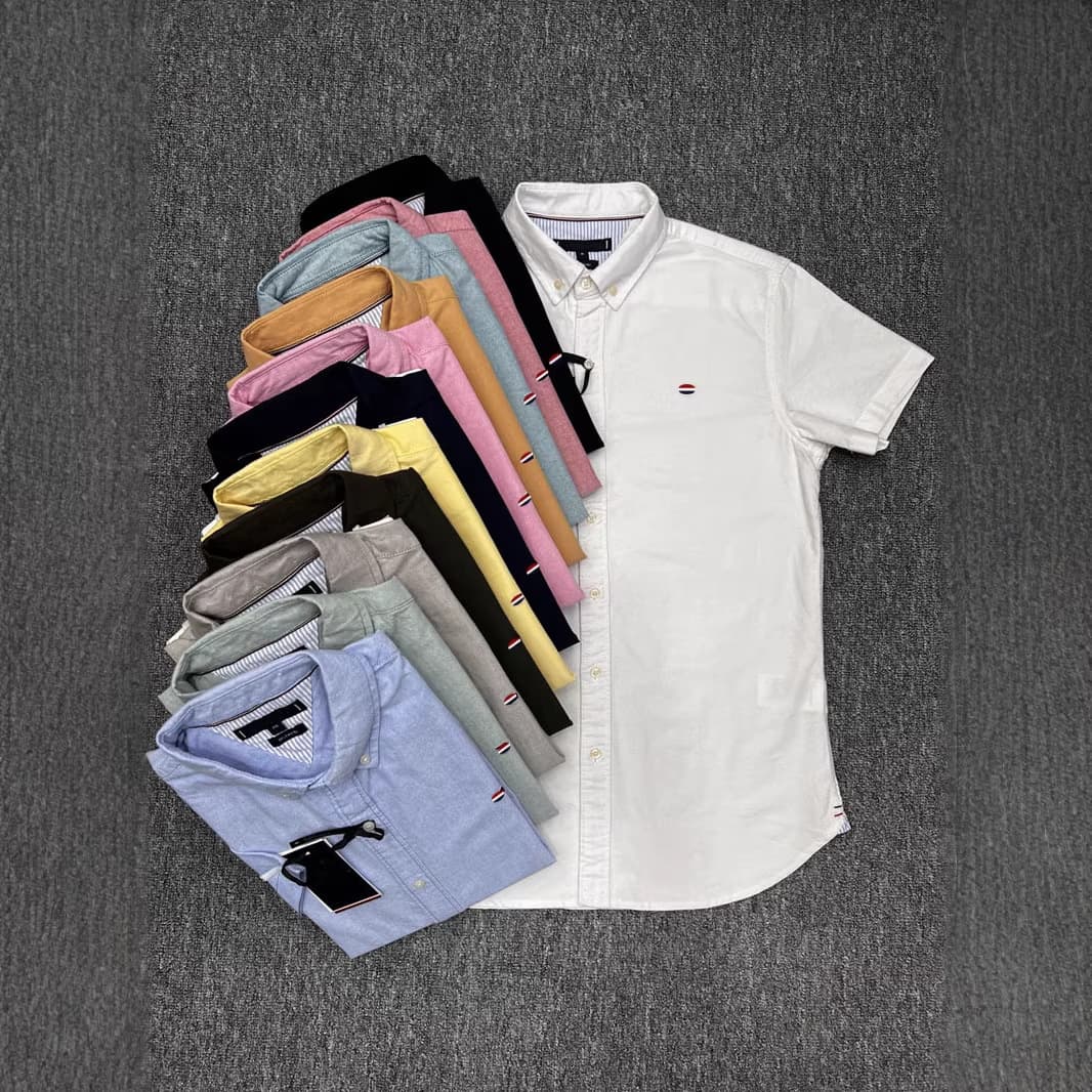 Men's Short-Sleeve Summer Shirt White Loose Large Size Casual Wrinkle-Free Cotton Half-Sleeve Shirt Oxford Fabric