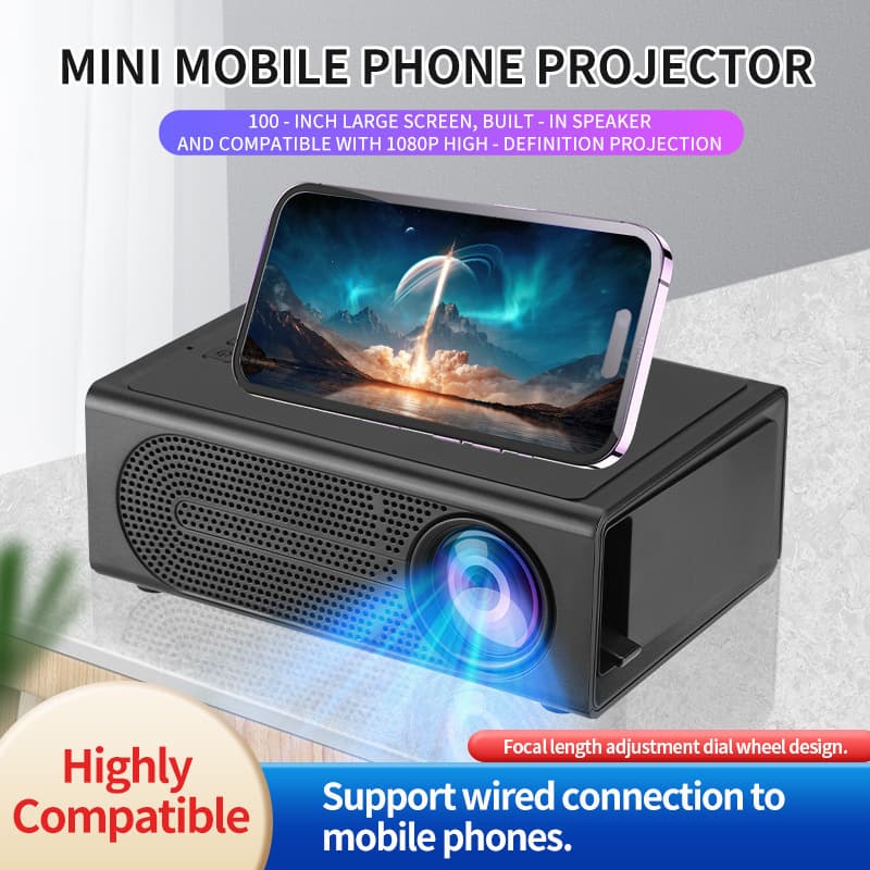 Cross-border M200S portable mini projector LED mobile phone home theater wired mobile phone same screen supports 1080
