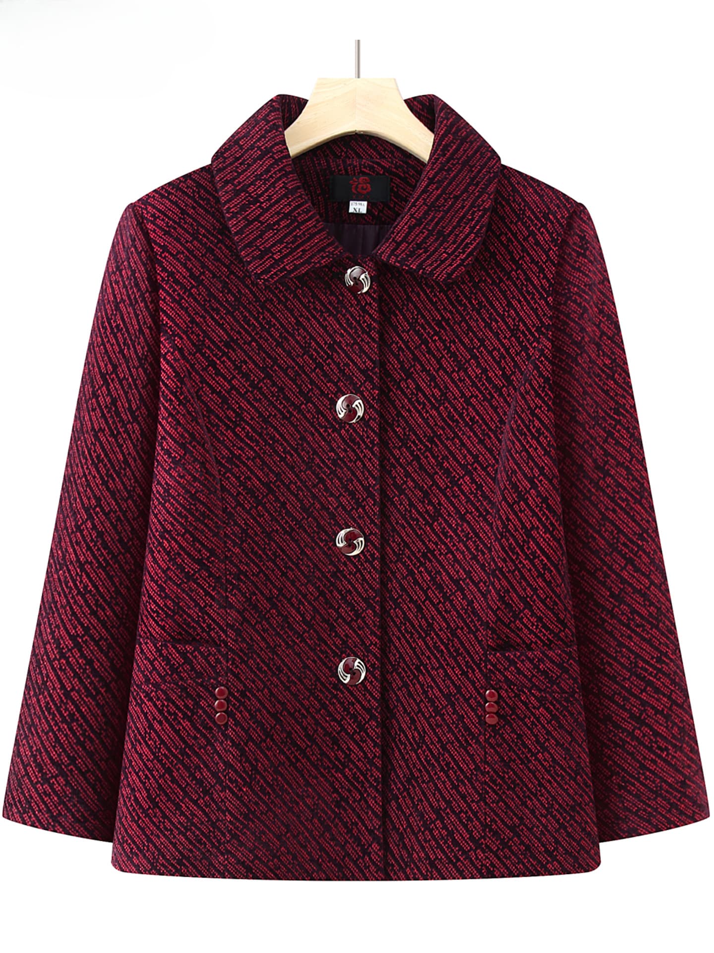 Women's autumn coat, new style for 70-year-old grandmothers, loose fit, long-sleeved woolen coat.