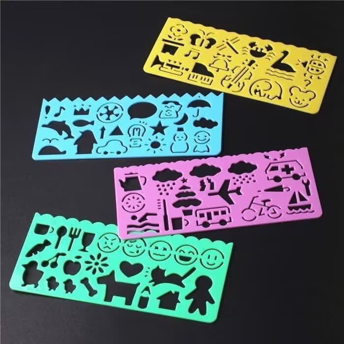 Multifunctional drawing templates for children, album tool ruler set, animal template ruler for elementary school students' drawing.