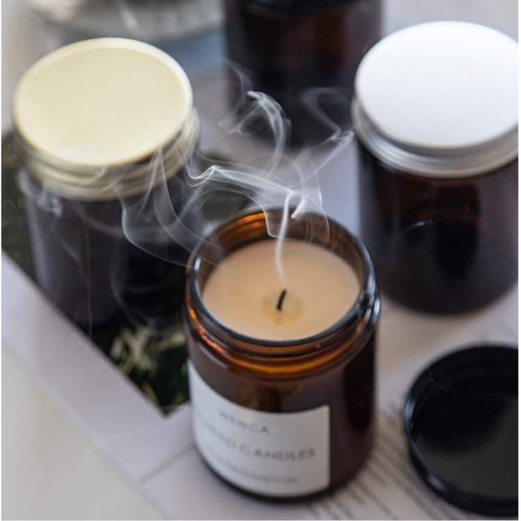 Colored Glass Sealed Jar Wide Mouth Candle Holder Cup Aluminum Lid Jar Amber Glass Candle Jar Aromatherapy Candle Cup