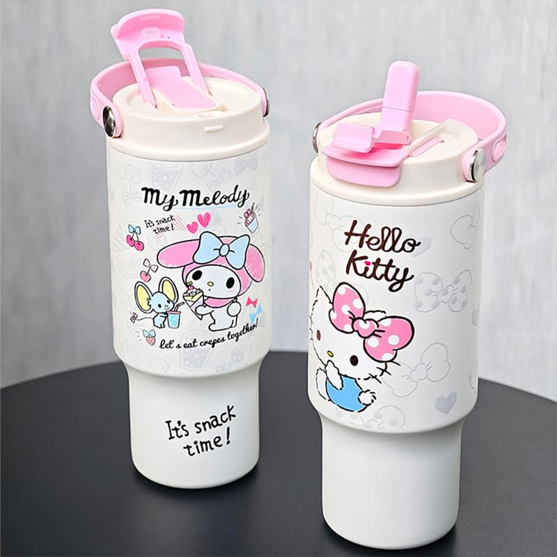 Sanrio Cute Hello Kitty Insulated Cup for Girls High Aesthetic Student 316 Stainless Steel Water Bottle Car Ice Tumbler