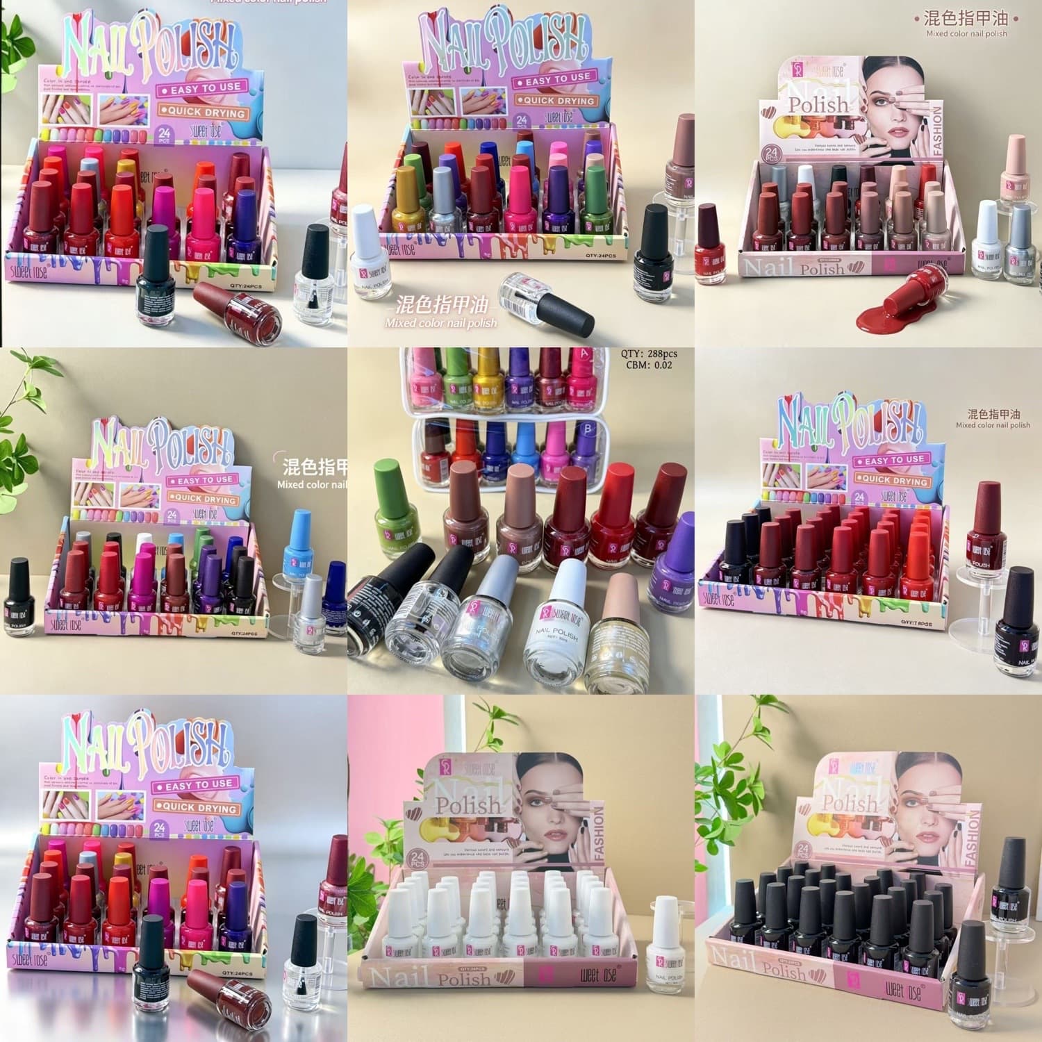 PINK KEY Colorful Solid Nail Polish, Quick-Dry, No-Bake, Long-Lasting, Brightening Glitter Shimmer Nail Art Box Set