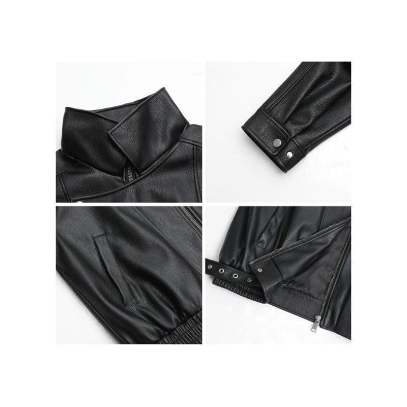 Fashionable American-style leather jacket for women, new autumn 2025, loose fit, versatile and stylish motorcycle leather jacket.