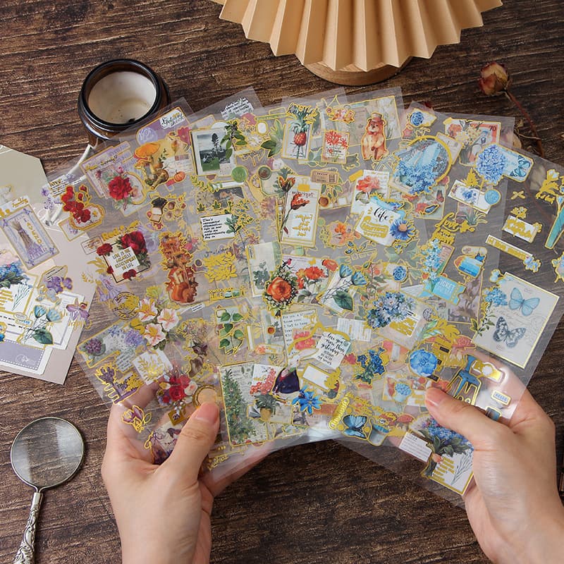 Fleeting year painting revenge ancient bronzing literature and art flat sheet stickers ins children's waterproof diary decoration diy stickers