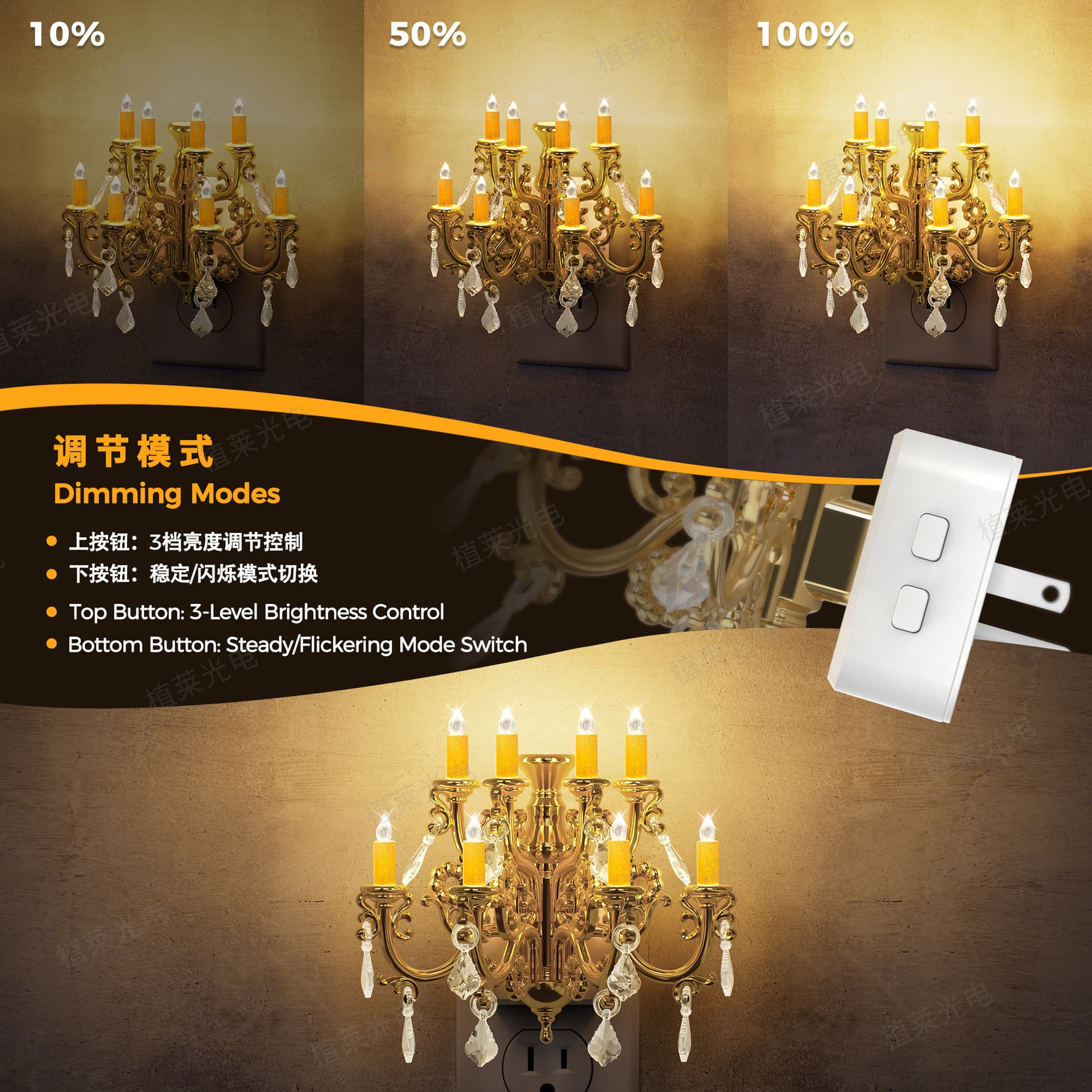 Luxury Plug-in Night Light GY242 Pendant Lamp Design Gold-Plated Rotating Bedroom Advanced Sensor Night Light