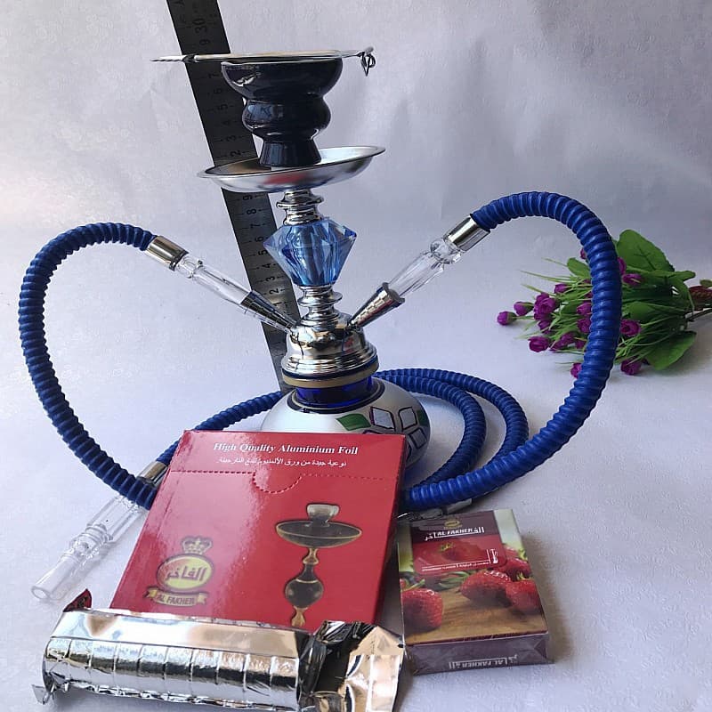 Arabic Hookah Set Double Tube Glass Hookah Finished Fruit Flavored Hookah Quick Light Charcoal Hookah Paste