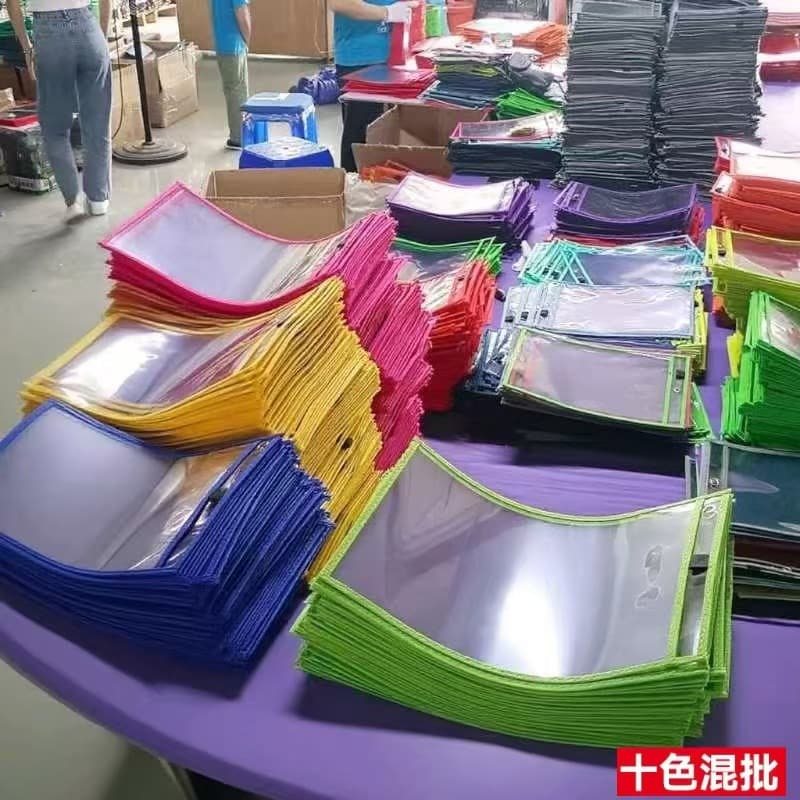 Manufacturer supplies dry-erasable and rewritable document bags, transparent PVC student office plastic test paper A4 document storage bags.