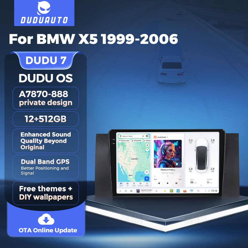 DUDUAUTO For BMW X5 E53 99-06 Android Large Screen Car Navigation with Bluetooth Carplay