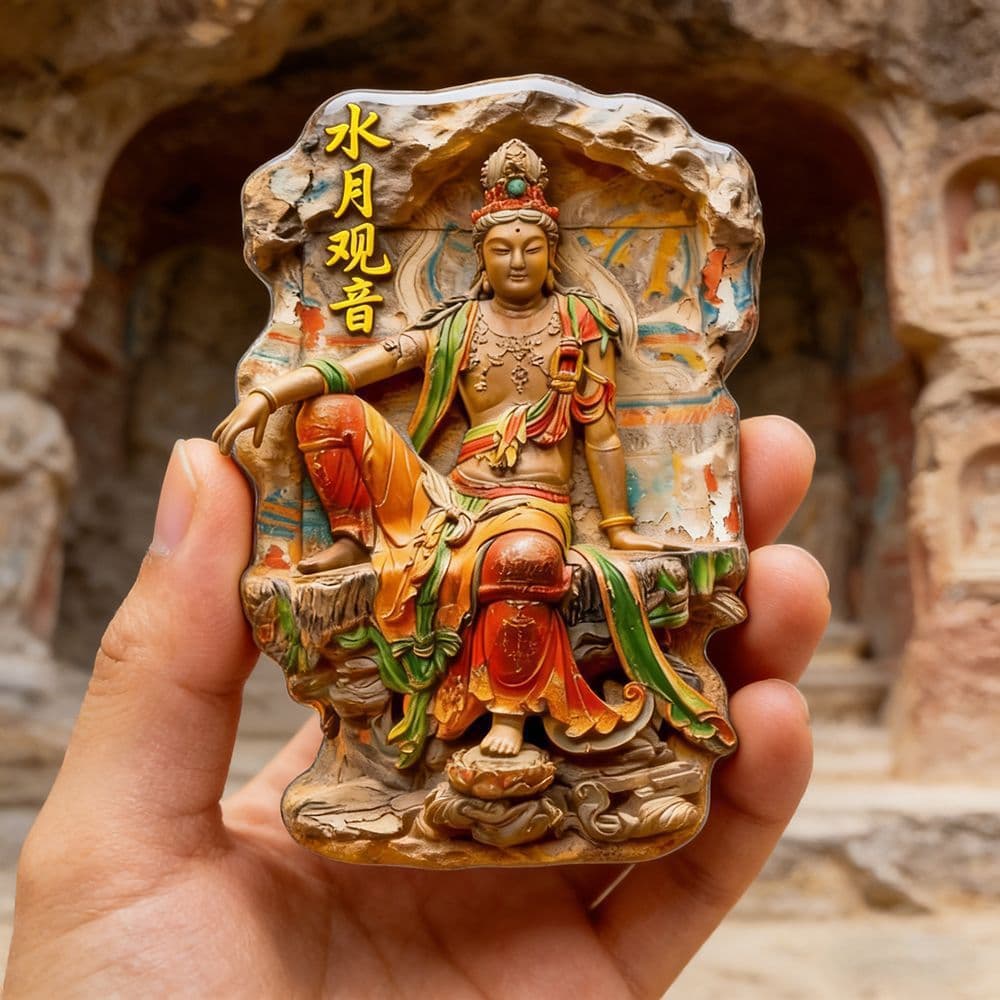 Dunhuang Mogao Caves Mural Nine-Colored Divine Deer Fridge Magnet 3D Resin City Travel Souvenir Magnetic Sticker
