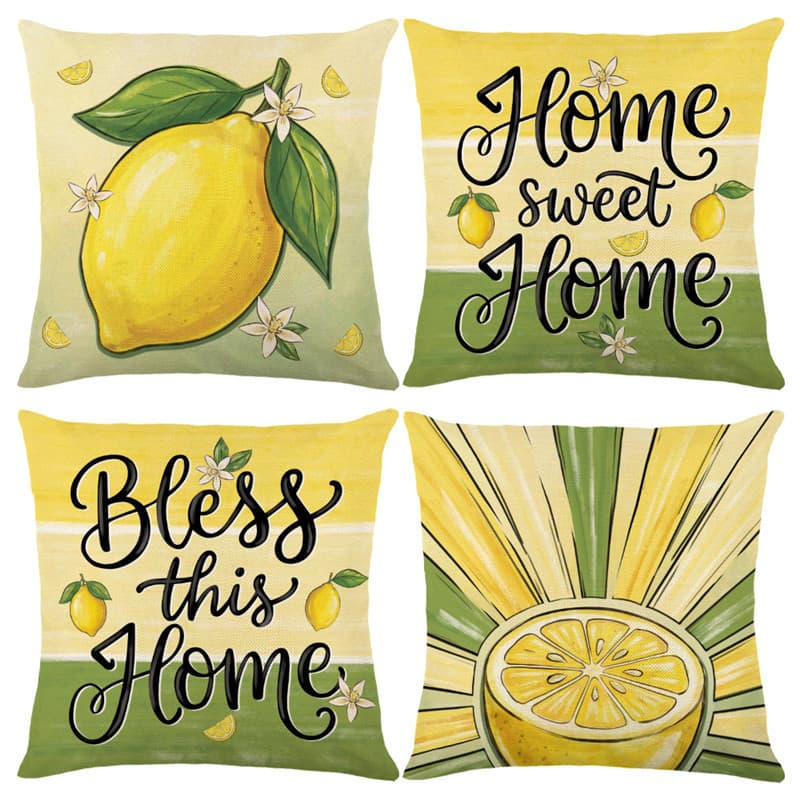 Amazon's new spring and summer pillowcases, bedroom cushion covers, lemon letter series printed sofa cushion covers batch