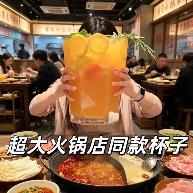 Jumbo Fruit Tea Beer Extra Large Glass Cup Hero Cup Trendy Restaurant Hot Pot Drink Cup Juice Cup