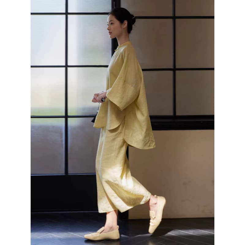 Minimalist Women's Set: New Simple High-End Casual Linen Cotton Outfit