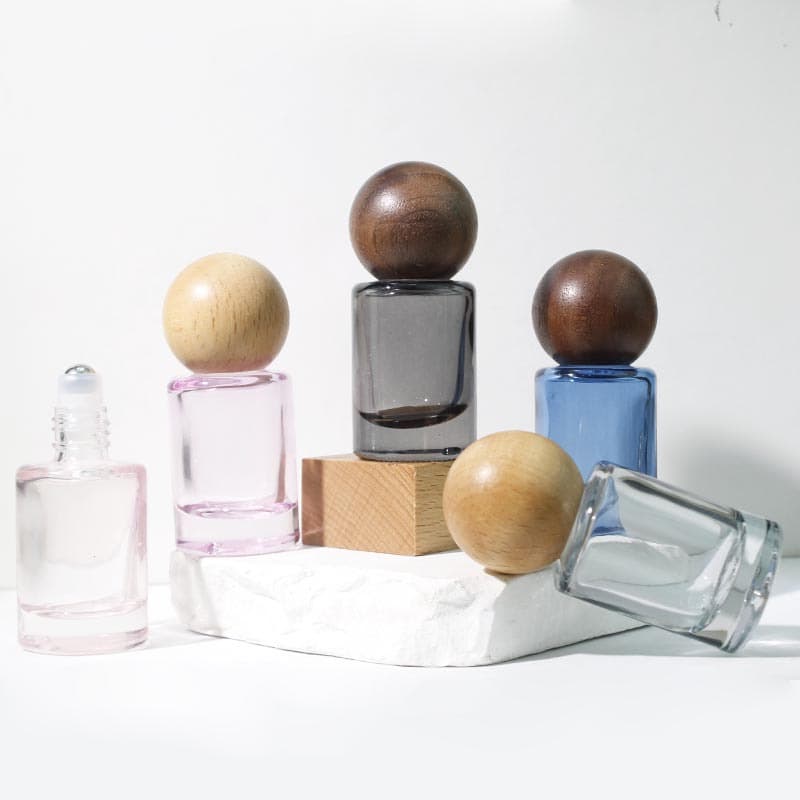 10ml Wooden Cap Roller Bottle Glass Essential Oil Roller Bottle Premium Perfume Roll-On Bottle Glass Perfume Roller Bottle