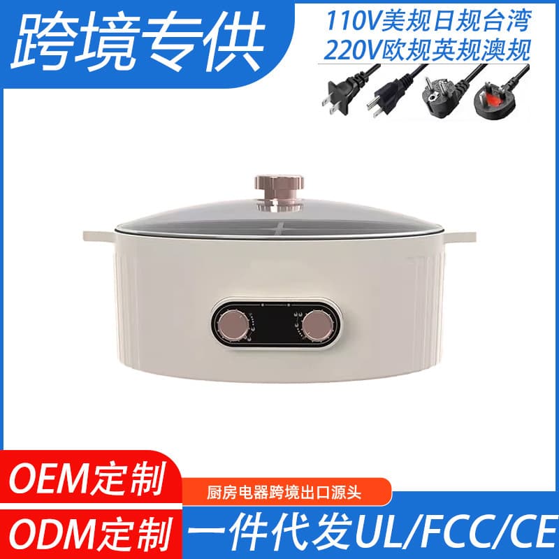 Amazon Exclusive 110V Hot Pot and Fry Combo, Multi-Function Four-Compartment Electric Hot Pot from Cross-border Factory