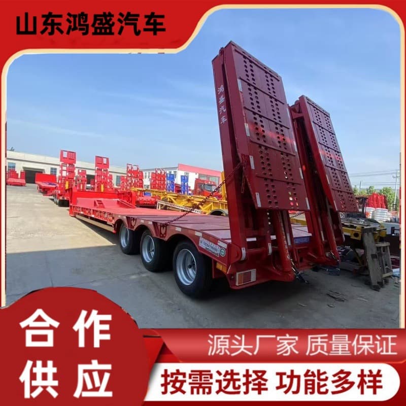 Wide Goose-Neck Low-Profile Semi-Trailer, Double Steel Wheel Transport Semi-Trailer, Price of Excavator Carrier Engineering Vehicle