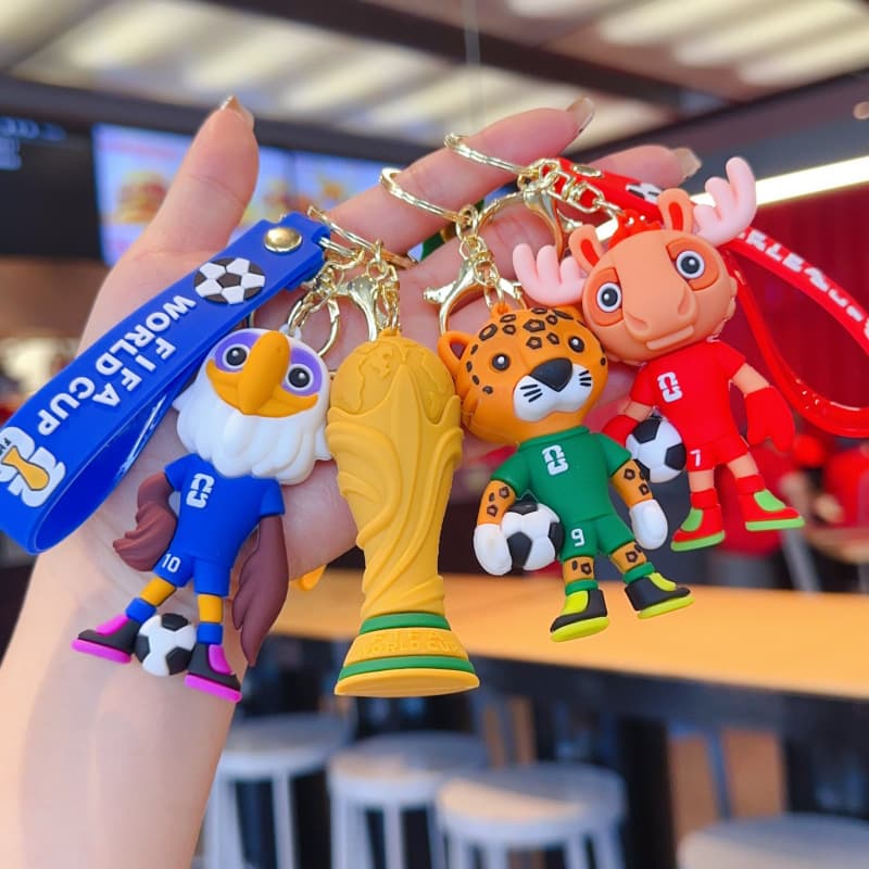 Cross-Border USA-Canada-Mexico World Cup Mascot Keychain Cartoon Football Backpack Pendant Cartoon 3D Figurine Wholesale