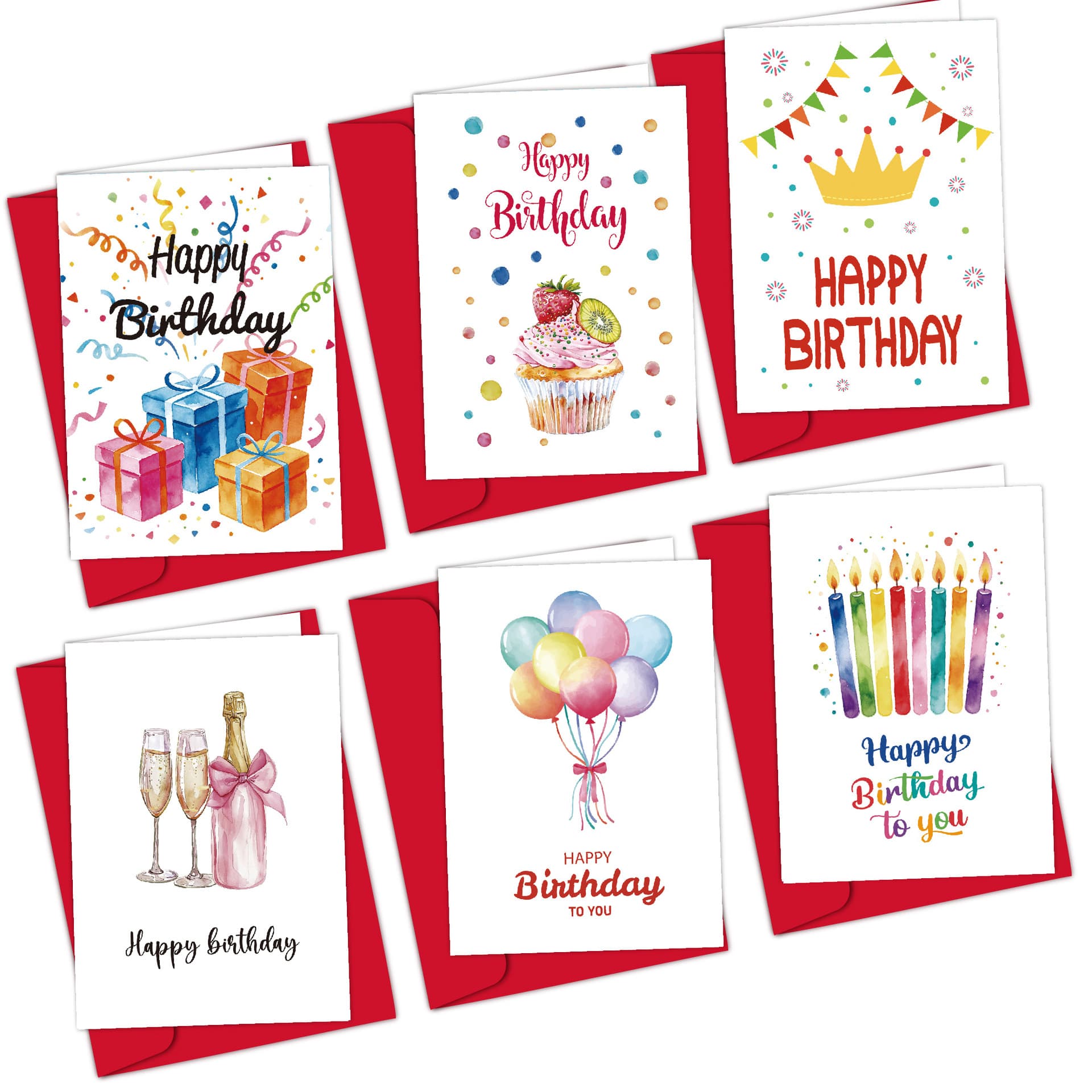 Cross-border Happy Birthday Greeting Card, English Ins Style Party Cake Balloon with Envelope, Message Birthday Card