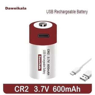 USB Rechargeable Battery CR2 3.7V 600mAh Lithium Battery for GPS Security System, Medical Auxiliary