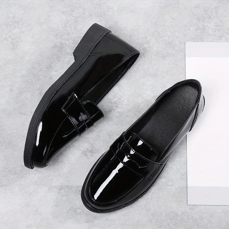 Y 10889 British Style Black Flat Shoes