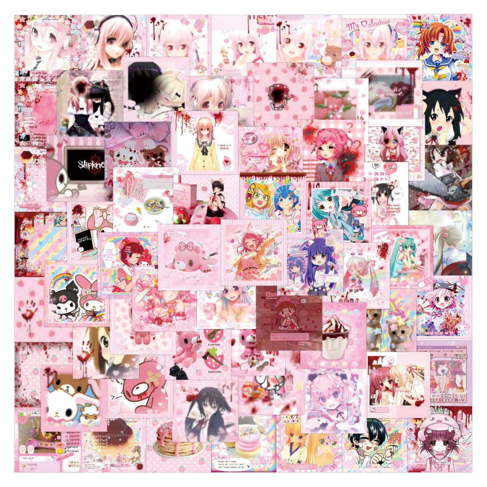80pcs Cute Cutecore Cartoon Doodle Stickers for Refrigerator Skateboard DIY Personalized Stickers Factory Wholesale