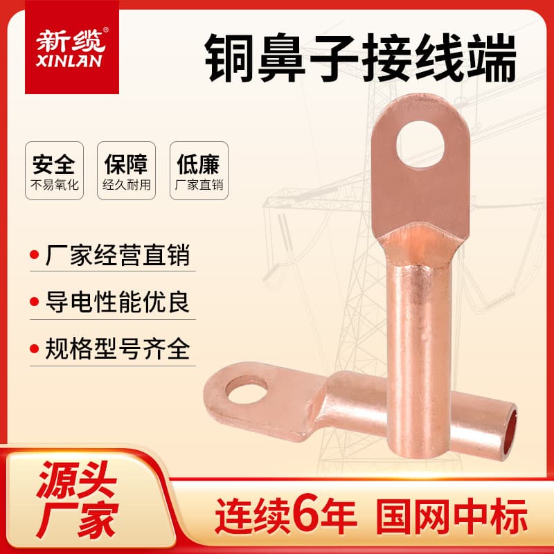 DT Copper Lug 10-630 sq. mm National Standard Non-Standard Pure Copper Cable Terminal Genuine Wholesale Oil-Blocking Lug Wire Ear