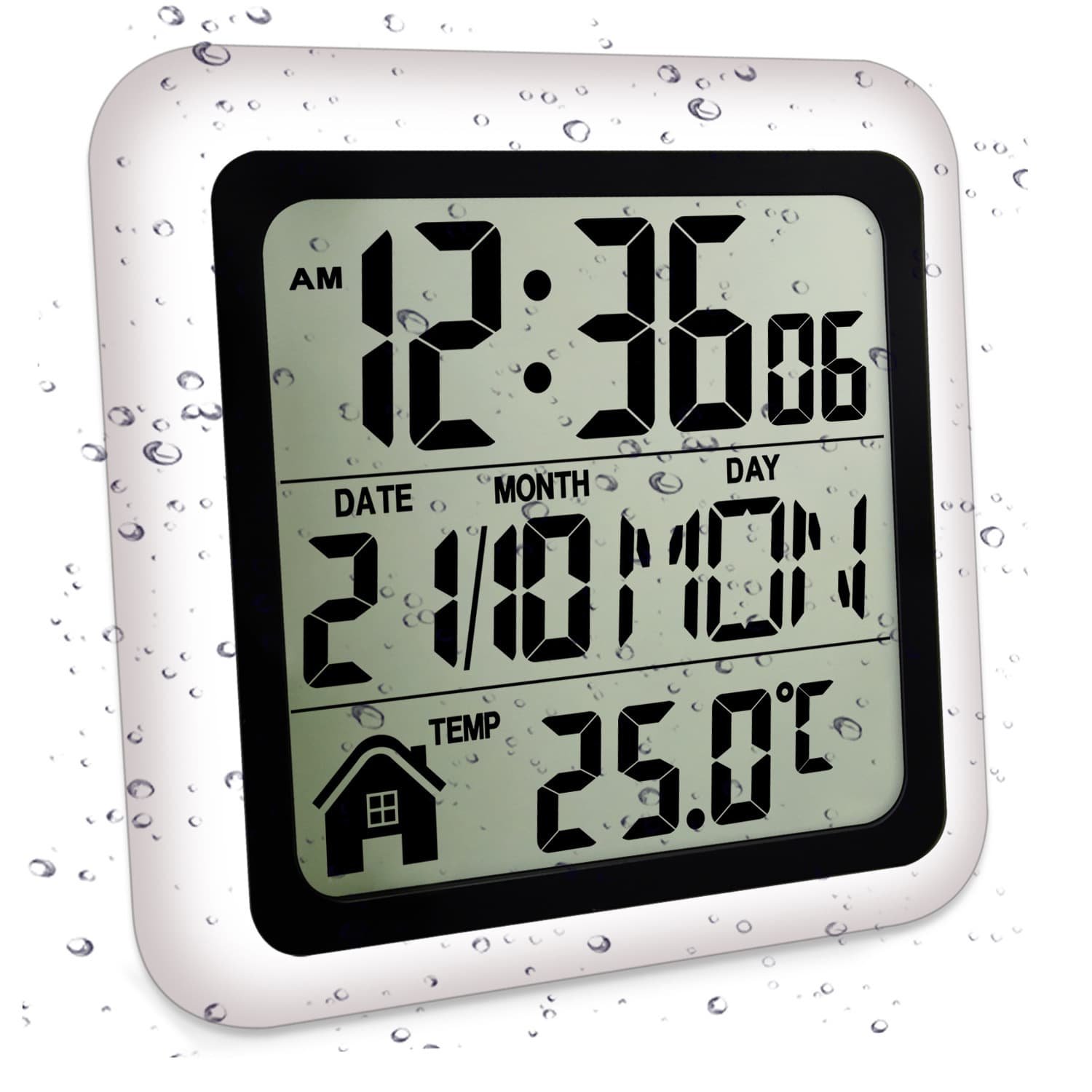 Cross-border popular product: Waterproof and dustproof clock for bathrooms and kitchens, no drilling required, self-closing wall-mounted clock, can be used as a stand or wall-mounted clock.