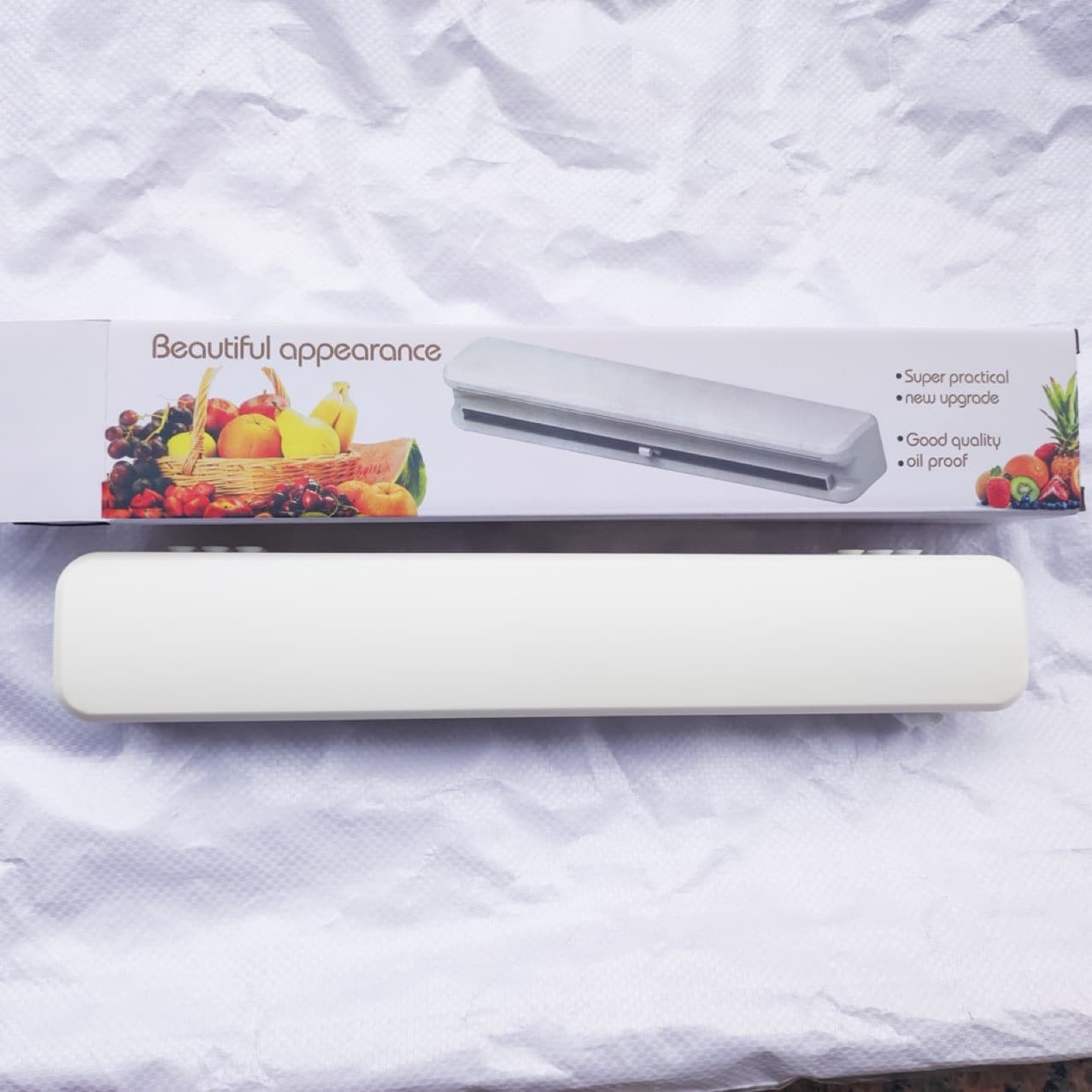 TV Creative Kitchen Suction Cup Cling Film Cutter, Household Divider, Storage Cutting Box