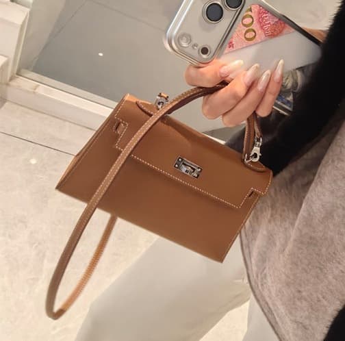 Hermes Kelly Bag Women Mini Versatile Handbag New High-End Shoulder Crossbody Bag Factory Wholesale Genuine Leather