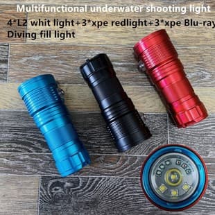 Diving Fill Light Photography Red Blue Light Fill Equipment Aluminum Night Dive Backup Diving Flashlight 4L2