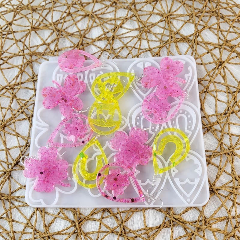 Z0015 Clover Crystal Epoxy Earring Pendant Silicone Mold DIY Decoration Silicone Mold