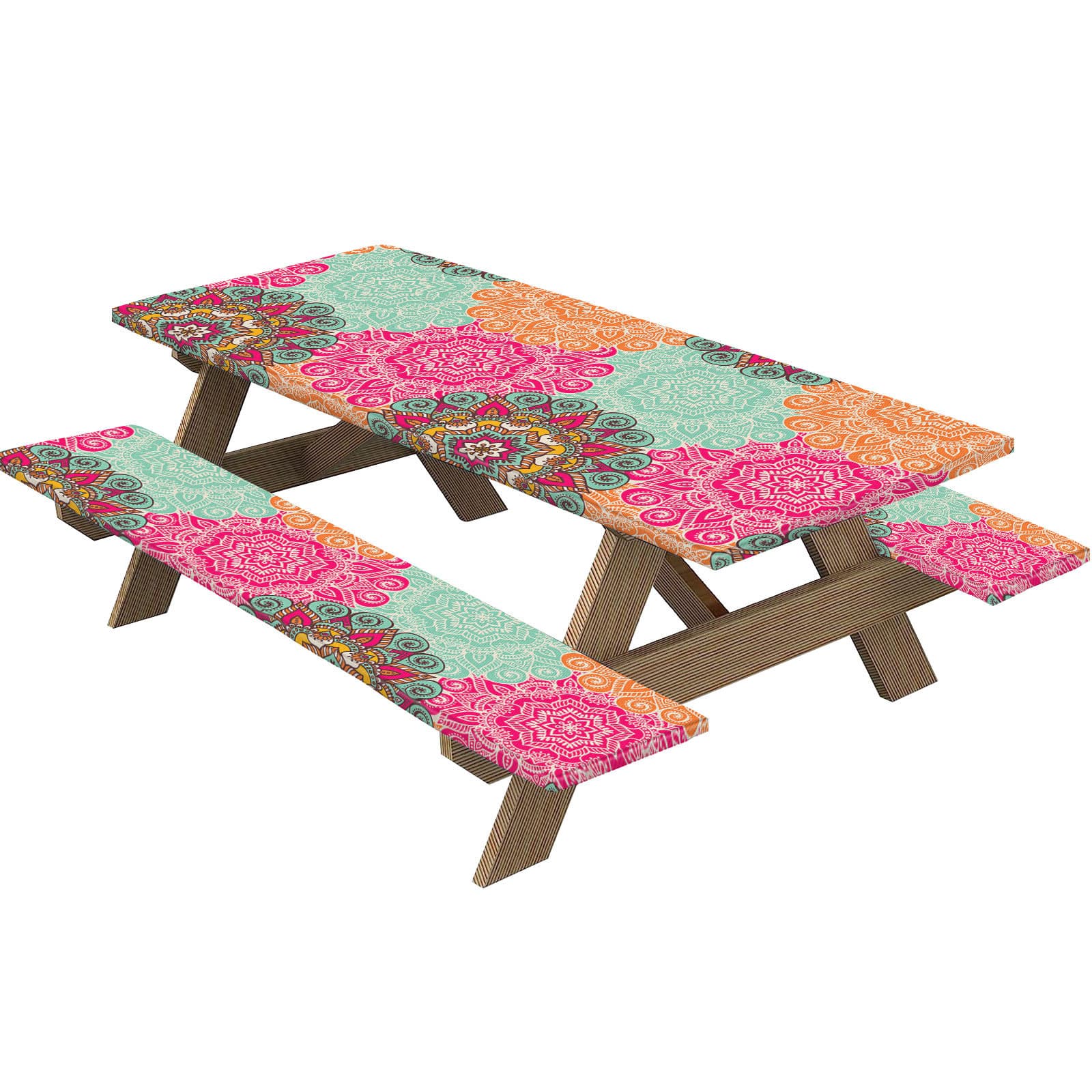 Picnic table cover with bench cover 3-piece elastic fit tablecloth camping table seat cloth outdoor waterproof tablecloth cover