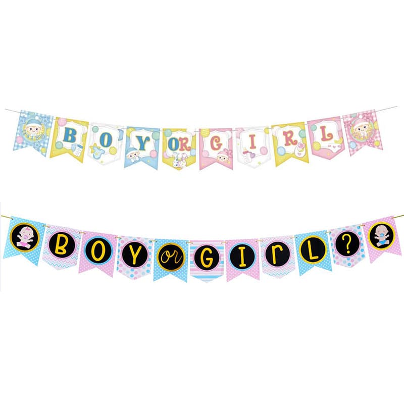 Amazon New Boys and Girls Gender Reveal BOY OR GIRL Flag Baby Birth Ceremony Decoration