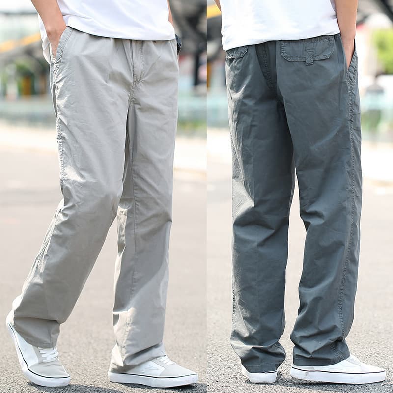Spring and Autumn Thin Casual Pants for Men, Loose Outdoor Multi-Pocket Cargo Pants, Plus Size Straight Leg Breathable