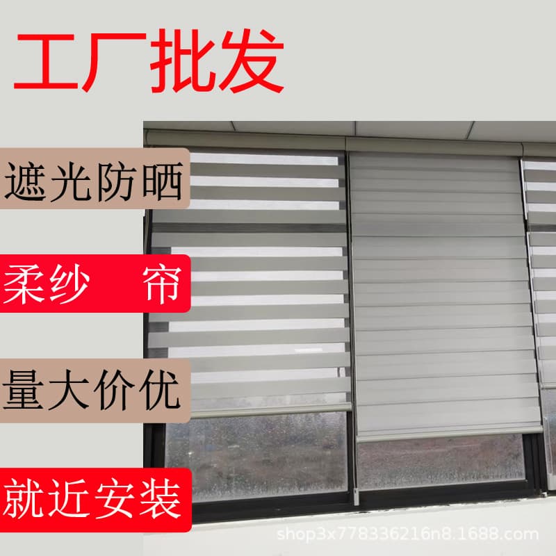 Office Blackout Waterproof Soft Sheer Blind Bathroom No-drill Roll-up Zebra Blind Electric Venetian Blind Roller Blind